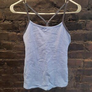 Baby Blue Lululemon Power Y Tank with Grey Trim